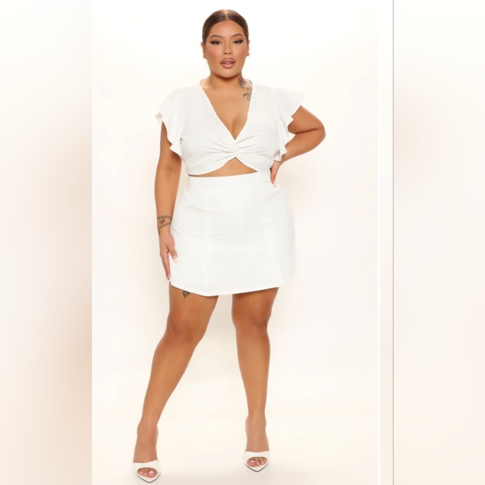 Fashion Nova White Skirt Set